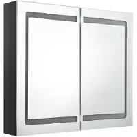 vidaXL LED-spiegelschaaf voor de badkamer, glanzend zwart, 80x12x68 cm