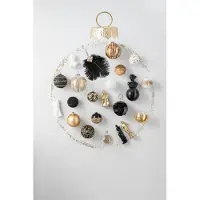 J-Line kerstbal 2+2+2+2 Tekst Kerstmis - glas - wit/goud - doos van 8