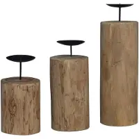 vidaXL Kaarsenhouder 3 st Naturel Massief teakhout