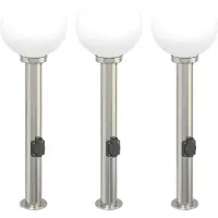 vidaXL Bolderverlichting met stopcontact 3 stuks 80 cm RVS IP44