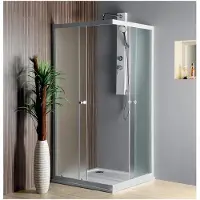 Aqualine Alain Vierkante douchecabine, 80x80cm, glas met Brick-patroon