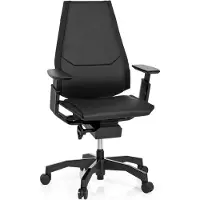Hjh OFFICE GENIDIA BLACK Leder - High end bureaustoel Zwart