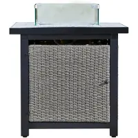 Teamson Home Vierkant Rotan Gas Vuurtafel - Met Windscherm, Lavastenen & Omslag