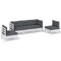 vidaXL 5-delige loungeset voor de tuin met kussens, gemaakt van massief grenenhout