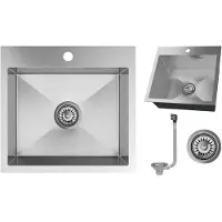 Granitan Spoelbak Keuken RVS Silvo48 - Spoelbakken Keuken Zilver - met Sifon - Wasbak Keuken - 48x45cm