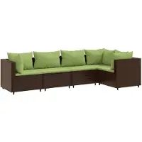 vidaXL 5-delige Loungeset met kussens poly rattan bruin
