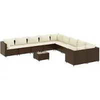 vidaXL 11-delige Loungeset met kussens poly rattan bruin