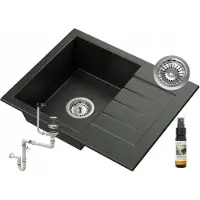 Granitan Granit Spoelbak Milano Met 1 Bak Afdruiprek en Sifon - Complete Set