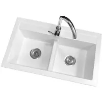 Granitan Granitische Gootsteen Duet Twee Compartimenten met Sifon - Set
