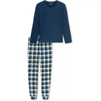 Schiesser Pyjama lang ' Casual Essentials ' donkerblauw
