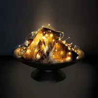 NCC-Licht LED Kupferdraht Lichterkette 20 Meter IP65 wasserdicht 200 LEDs Warmweiß dimmbar Set mit Netzteil und Fernbedienung