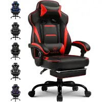 GTPLAYER Gaming stoel met voetsteun, ergonomische bureaustoel met een draagvermogen van 150 kg, gaming fauteuil met lendensteun en hoofdsteun, verstelbare computerstoel