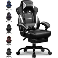 GTPLAYER Gaming stoel met voetsteun, ergonomische bureaustoel met een draagvermogen van 150 kg, gaming fauteuil met lendensteun en hoofdsteun, verstelbare computerstoel