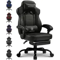 GTPLAYER Gaming stoel met voetsteun, ergonomische bureaustoel met een draagvermogen van 150 kg, gaming fauteuil met lendensteun en hoofdsteun, verstelbare computerstoel