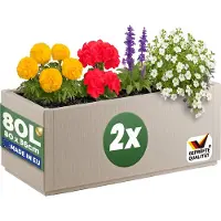 Casaria Bloempot Ethica Set van 2 Krijtwit Kunststof 80x36x36 cm