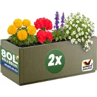 Casaria Bloempot Ethica Set van 2 Olijfgroen Kunststof 80x36x36 cm