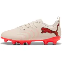 Puma Future 9 Play Gras / Kunstgras Voetbalschoenen (MG) Kids Gebroken Wit Zwart Roze