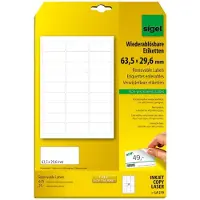 Sigel LA210 63.5 x 29.6 mm Papier Wit 675 stuk(s) Weer verwijderbaar Universele etiketten 25 vel DIN A4