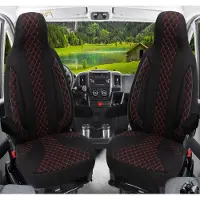 BREMER SITZBEZÜGE Premium Camper stoelhoezen voor Roller Team WPL402 in Zwart/Rood (2 losse stoelen)