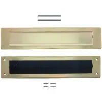 Intersteel Set briefplaat en tochtwering rechthoekig PVD messingkleur 340 x 75 mm
