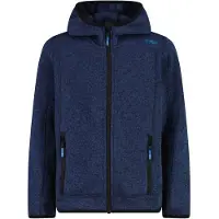 CMP - Boy's Jacket Fix Hood Jacquard Knitted - Fleecevest 110, blauw