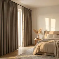 Loma Luxe Gordijnen 100% Verduisterend - Haken - Taupe 150 x 295 cm