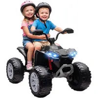 AIYAPLAY 24V Elektrische Quad voor kinderen, met 2 motoren, 2 zitplaatsen en koplampen, zwart