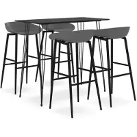 vidaXL 5-delige Barset zwart en grijs