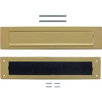 Intersteel Set briefplaat en tochtwering rechthoekig PVD messing getrommeld 340 x 75 mm