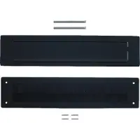 Intersteel Set briefplaat en tochtwering rechthoekig structuur zwart 340 x 75 mm