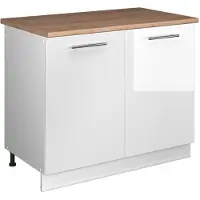 Vicco Wastafelkast Fame-Line, Wit Hoogglans/Wit, 100 cm, WB Eik