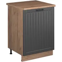 Vicco Keukenonderkast Fame-Line, Donkergrijs/Goudkleurig Eiken, 60 cm 1 deur met werkblad