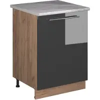 Vicco Keukenonderkast Fame-Line, Antraciet Hoogglans/Goudkleurig Eiken, 60 cm 1 deur met werkblad