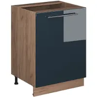 Vicco Keukenonderkast Fame-Line, Donkerblauw hoogglans/Goudkleurig Eiken, 60 cm 1 deur zonder werkblad