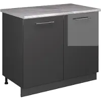 Vicco Wastafelkast Fame-Line, Antraciet Hoogglans/Antraciet, 100 cm, WB Marmer