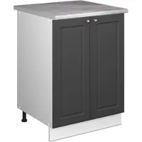 Vicco Wastafelkast Fame-Line, Anthrazit-Gold Landhaus/Wit, 60 cm
