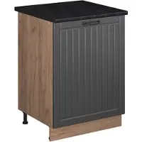 Vicco Wastafelkast Fame-Line, Donkergrijs/Goudkleurig Eiken, 60 cm