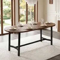 MODFU Eettafel - Afgeronde Hoeken - Modern - Walnoot - 180 X 80 X 75 Cm