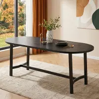 Flieks Eettafel met afgeronde hoeken, poten van ijzer, geschikt voor 6-8 personen, eettafel 180x80x75cm, keukentafel, zwart