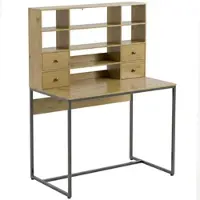 HOMCOM bureau met 4 lades, computerbureau met planken, 105x60x142 cm
