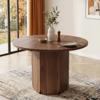 Flieks eettafel voor rundvlees, geschikt voor 4-6 personen, duurzaam en krasbestendig, eettafel, keukentafel, afmetingen 120x120x75 cm, walnootkleur