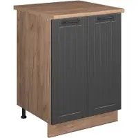 Vicco Wastafelkast Fame-Line, Donkergrijs/Goudkleurig Eiken, 60 cm