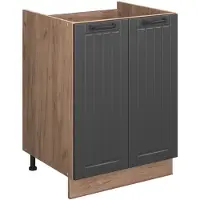 Vicco Wastafelkast Fame-Line, Donkergrijs/Goudkleurig Eiken, 60 cm