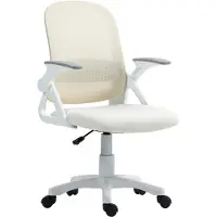 HOMCOM kantoelstoel, ergonomische draaistoel met opklapbare armleuningen, wit