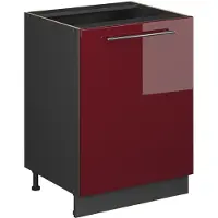 Vicco Keukenonderkast Fame-Line, Bordeauxrode hoogglans/Antraciet, 60 cm 1 deur zonder werkblad