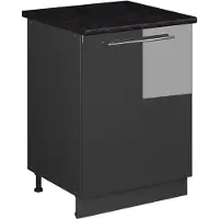 Vicco Keukenonderkast Fame-Line, Antraciet Hoogglans/Antraciet, 60 cm 1 deur met werkblad