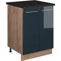 Vicco Wastafelkast Fame-Line, Donkerblauw hoogglans/Goudkleurig Eiken, 60 cm
