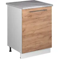 Vicco Keukenonderkast Fame-Line, Goudkleurig Eiken/Wit, 60 cm 1 deur met werkblad
