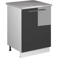 Vicco Keukenonderkast Fame-Line, Antraciet Hoogglans/Wit, 60 cm 1 deur met werkblad