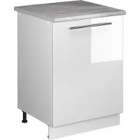 Vicco Keukenonderkast Fame-Line, Wit Hoogglans/Wit, 60 cm 1 deur met werkblad
